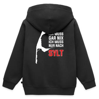 Je n’ai rien à faire, je dois juste aller sur l’île de Sylt - Sweat Premium à capuche zippé enfant bio - noir - Dos - AI Model Kid Male (0cm)
