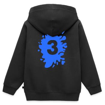 Klecks 3 - Kinder Premium Organic Zip Hoodie - Schwarz - Hinten - AI Model Kid Male (0cm)