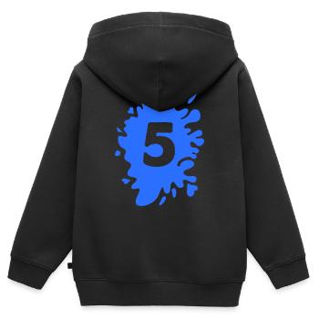 klecks 5 - Kinder Premium Organic Zip Hoodie - Schwarz - Hinten - AI Model Kid Male (0cm)