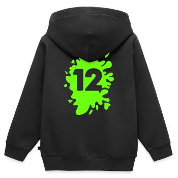 klecks 12 - Kinder Premium Organic Zip Hoodie - Schwarz - Hinten - AI Model Kid Male (0cm)