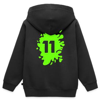 klecks 11 - Kinder Premium Organic Zip Hoodie - Schwarz - Hinten - AI Model Kid Male (0cm)