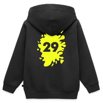 Klecks 29 - Kinder Premium Organic Zip Hoodie - Schwarz - Hinten - AI Model Kid Male (0cm)