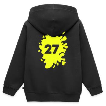 klecks 27 - Kinder Premium Organic Zip Hoodie - Schwarz - Hinten - AI Model Kid Male (0cm)