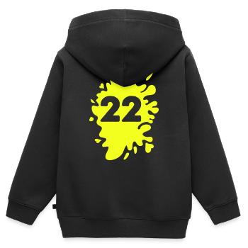 klecks 22 - Kinder Premium Organic Zip Hoodie - Schwarz - Hinten - AI Model Kid Male (0cm)