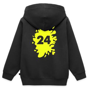 klecks 24 - Kinder Premium Organic Zip Hoodie - Schwarz - Hinten - AI Model Kid Male (0cm)