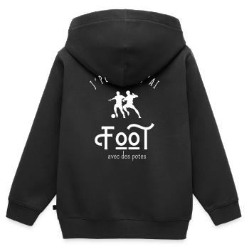 J’peux pas j’ai foot avec mes potes - Sweat Premium à capuche zippé enfant bio - noir - Dos - AI Model Kid Male (0cm)