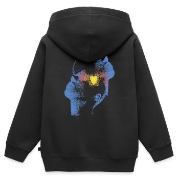 T-shirt cœur et tête - Sweat Premium à capuche zippé enfant bio - noir - Dos - AI Model Kid Male (0cm)
