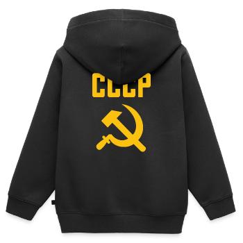 Soviet - Marteau et faucille Union soviétique - Communiste - Sweat Premium à capuche zippé enfant bio - noir - Dos - AI Model Kid Male (0cm)