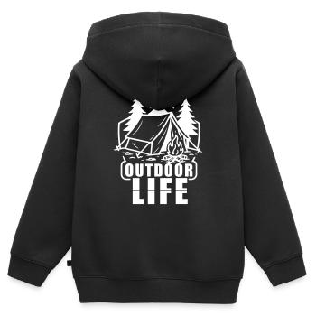 Tente extérieure - Sweat Premium à capuche zippé enfant bio - noir - Dos - AI Model Kid Male (0cm)