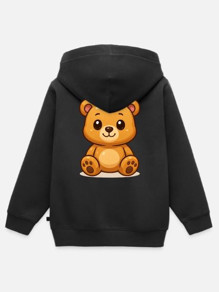 Teddybär - Kinder Premium Organic Zip Hoodie - Schwarz