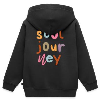 Soul Journey - Kinder Premium Organic Zip Hoodie - Schwarz - Hinten - AI Model Kid Male (0cm)