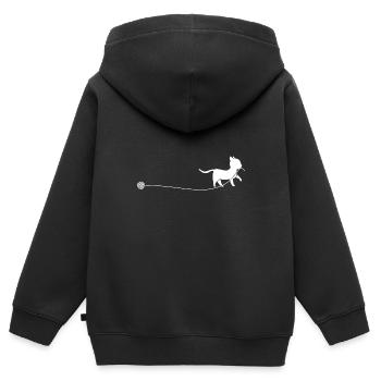 Cat thread wool kitten - Kids Premium Organic Zip-up Hoodie - black - Back - AI Model Kid Male (0cm)