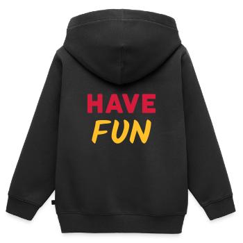 ★ Designfarben änderbar ★ Have fun - Kinder Premium Organic Zip Hoodie - Schwarz - Hinten - AI Model Kid Male (0cm)