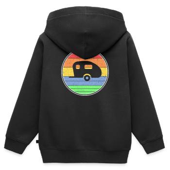 Wohnwagen - Kinder Premium Organic Zip Hoodie - Schwarz - Hinten - AI Model Kid Male (0cm)