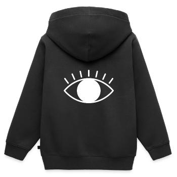 Œil - Sweat Premium à capuche zippé enfant bio - noir - Dos - AI Model Kid Male (0cm)