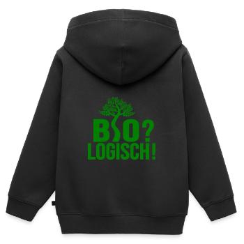 Bio? Logisch! - Kinder Premium Organic Zip Hoodie - Schwarz - Hinten - AI Model Kid Male (0cm)