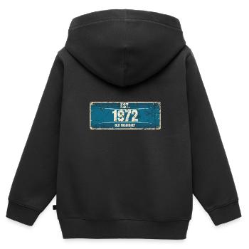 50. Geburtstag 1972 Nummernschild - Kinder Premium Organic Zip Hoodie - Schwarz - Hinten - AI Model Kid Male (0cm)