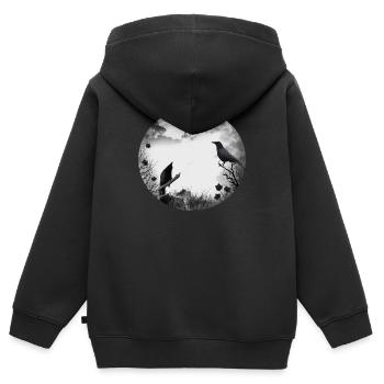 Gothik Krähen Raben - Kinder Premium Organic Zip Hoodie - Schwarz - Hinten - AI Model Kid Male (0cm)