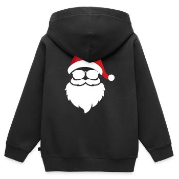 Weiß Rot Weihnachtsmann T Shirt - Kinder Premium Organic Zip Hoodie - Schwarz - Hinten - AI Model Kid Male (0cm)