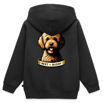 Porträt eines treuen Freundes - Kinder Premium Organic Zip Hoodie - Schwarz - Hinten - AI Model Kid Male (0cm)