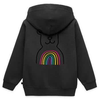 BAER RAINBOW de couleur noire - Sweat Premium à capuche zippé enfant bio - noir - Dos - AI Model Kid Male (0cm)