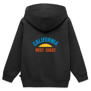 ★ Designfarben änderbar ★ California West Coast - Kinder Premium Organic Zip Hoodie - Schwarz - Hinten - AI Model Kid Male (0cm)
