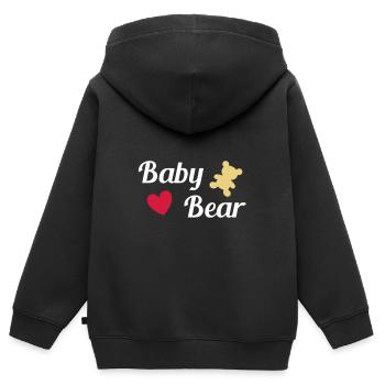 ★ Designfarben änderbar ★ Baby bear (Bär, Herz) - Kinder Premium Organic Zip Hoodie - Schwarz - Hinten - AI Model Kid Male (0cm)