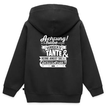 Verrückte Tante! Für Kinder/Babys - Kinder Premium Organic Zip Hoodie - Schwarz - Hinten - AI Model Kid Male (0cm)