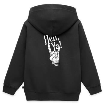 Panier à frites Rock signe musique cadeau - Sweat Premium à capuche zippé enfant bio - noir - Dos - AI Model Kid Male (0cm)