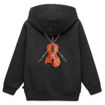Violine mit Bögen - Kinder Premium Organic Zip Hoodie - Schwarz - Hinten - AI Model Kid Male (0cm)