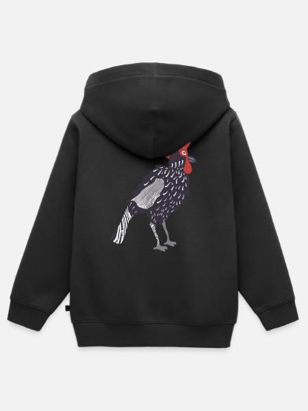 Hahn Holzschnitt - Kinder Premium Organic Zip Hoodie - Schwarz