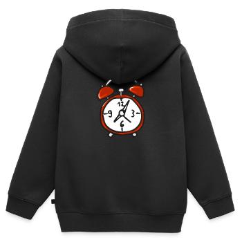 Réveil - Horloge - Sweat Premium à capuche zippé enfant bio - noir - Dos - AI Model Kid Male (0cm)