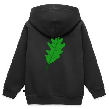 Chêne - Feuille de chêne - Sweat Premium à capuche zippé enfant bio - noir - Dos - AI Model Kid Male (0cm)
