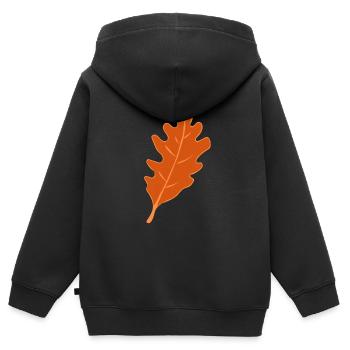Chêne - Feuille de chêne - Automne - Sweat Premium à capuche zippé enfant bio - noir - Dos - AI Model Kid Male (0cm)
