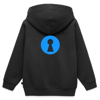 Trou de serrure - Sweat Premium à capuche zippé enfant bio - noir - Dos - AI Model Kid Male (0cm)