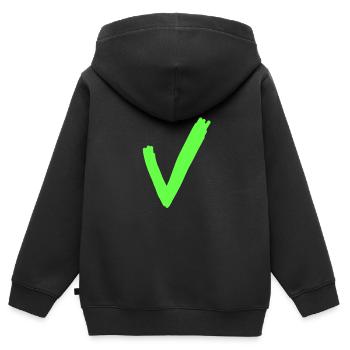 Häkchen - Kinder Premium Organic Zip Hoodie - Schwarz - Hinten - AI Model Kid Male (0cm)
