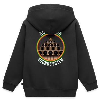 Système audio Roots Dub - Sweat Premium à capuche zippé enfant bio - noir - Dos - AI Model Kid Male (0cm)