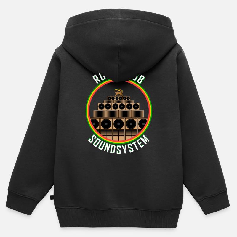 Système audio Roots Dub - Sweat Premium à capuche zippé enfant bio - noir