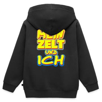 Mein Zelt - Kinder Premium Organic Zip Hoodie - Schwarz - Hinten - AI Model Kid Male (0cm)