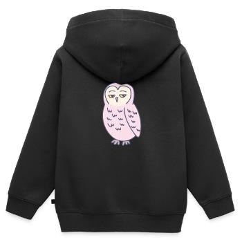 Eule Genervt Lustig - Kinder Premium Organic Zip Hoodie - Schwarz - Hinten - AI Model Kid Male (0cm)
