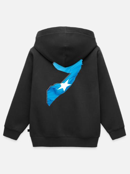 De vlag van Somalië op de kaart van Somalië - Premium børne zip-hættetrøje økologisk - sort