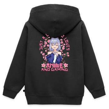 Gamer Girl Anime - Kitschige Sakura Japanische - Kinder Premium Organic Zip Hoodie - Schwarz - Hinten - AI Model Kid Male (0cm)