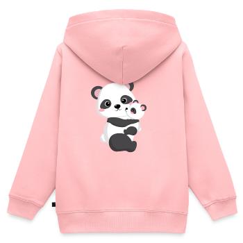 Maman et moi panda mignon avec maman cadeau - Sweat Premium à capuche zippé enfant bio - rose - Dos - AI Model Kid Female (0cm)