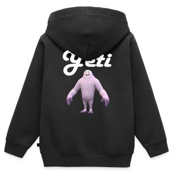 yeti - Kids Premium Organic Zip-up Hoodie - black - Back - AI Model Kid Male (0cm)