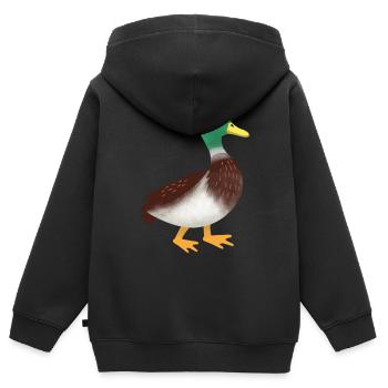 Einfache Mallard Ente Hand gezeichnet - Kinder Premium Organic Zip Hoodie - Schwarz - Hinten - AI Model Kid Male (0cm)