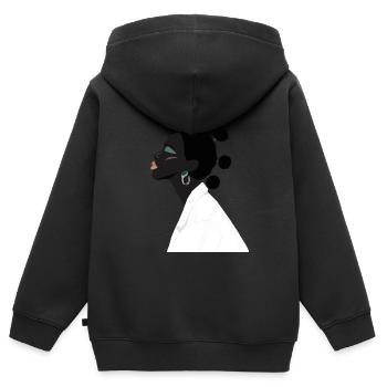Schwarzes Mädchen mit süßem Haar und weißer Jacke - Kinder Premium Organic Zip Hoodie - Schwarz - Hinten - AI Model Kid Male (0cm)