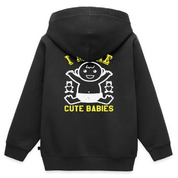 Fête des pères papa papa papa papa - Sweat Premium à capuche zippé enfant bio - noir - Dos - AI Model Kid Male (0cm)