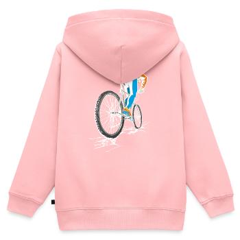 Vététistes - Sweat Premium à capuche zippé enfant bio - rose - Dos - AI Model Kid Female (0cm)