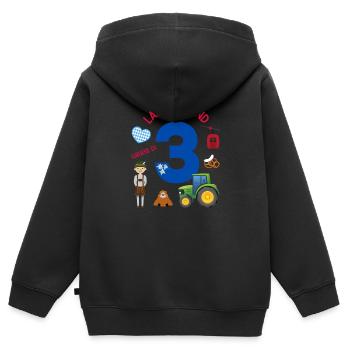 Lausbua und 3 - Kinder Premium Organic Zip Hoodie - Schwarz - Hinten - AI Model Kid Male (0cm)