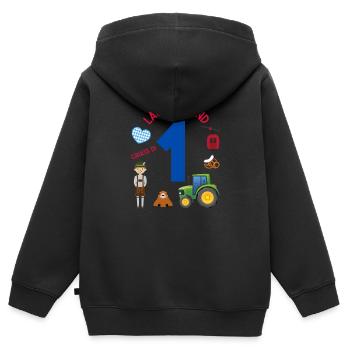 Lausbua und 1 - Kinder Premium Organic Zip Hoodie - Schwarz - Hinten - AI Model Kid Male (0cm)